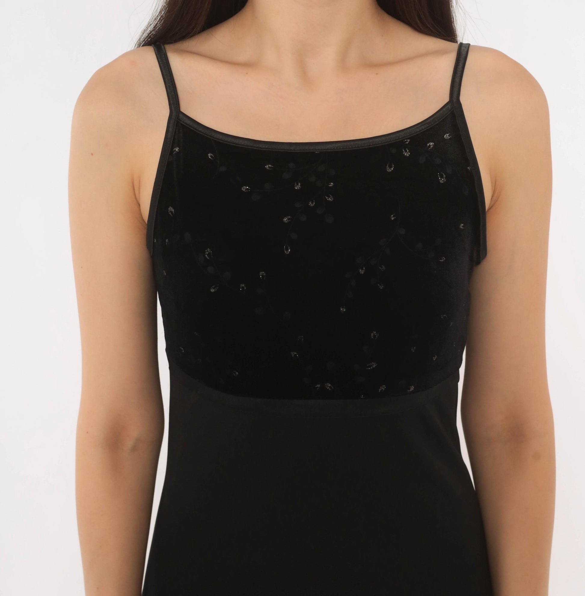 2000s I.N. San Francisco Black Velvet Maxi Dress Empire Waist Spaghetti Strap Small