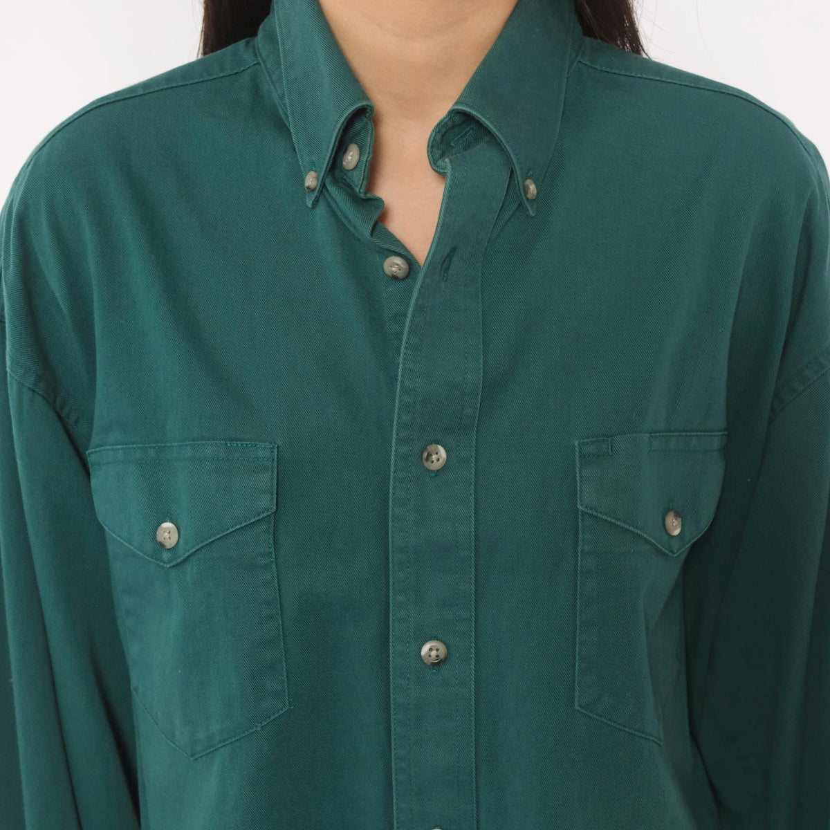90s Wrangler Western Shirt Forest Green Cotton Button Down Long Sleeve Large