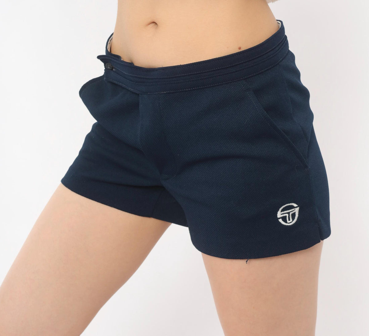 80s Sergio Tacchini Navy Athletic Shorts Embroidered Logo Small S