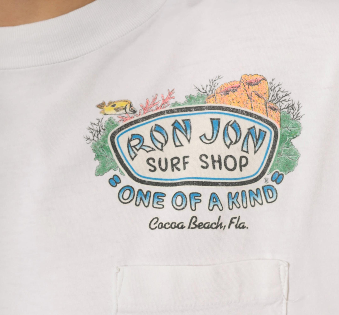 90s Ron Jon Surf Shop Tee White Cotton Graphic Cocoa Beach Large