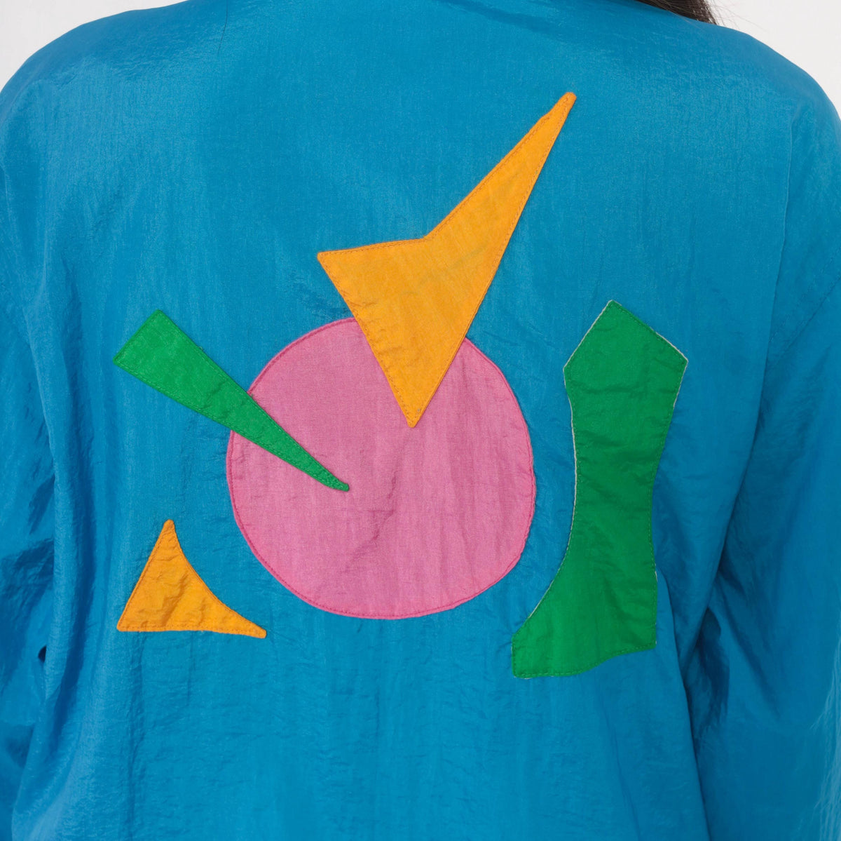 90s Andy Johns Teal Geometric Anorak Half-Zip Windbreaker Medium