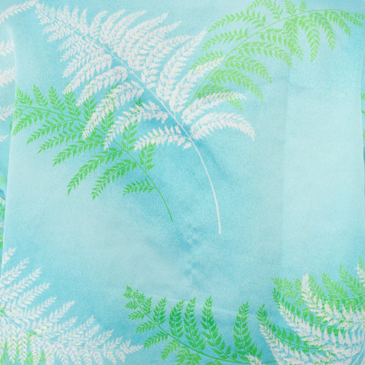 90s Malihini Hawaiian Shirt Fern Print Aqua Blue Green Leaf Camp Collar Medium