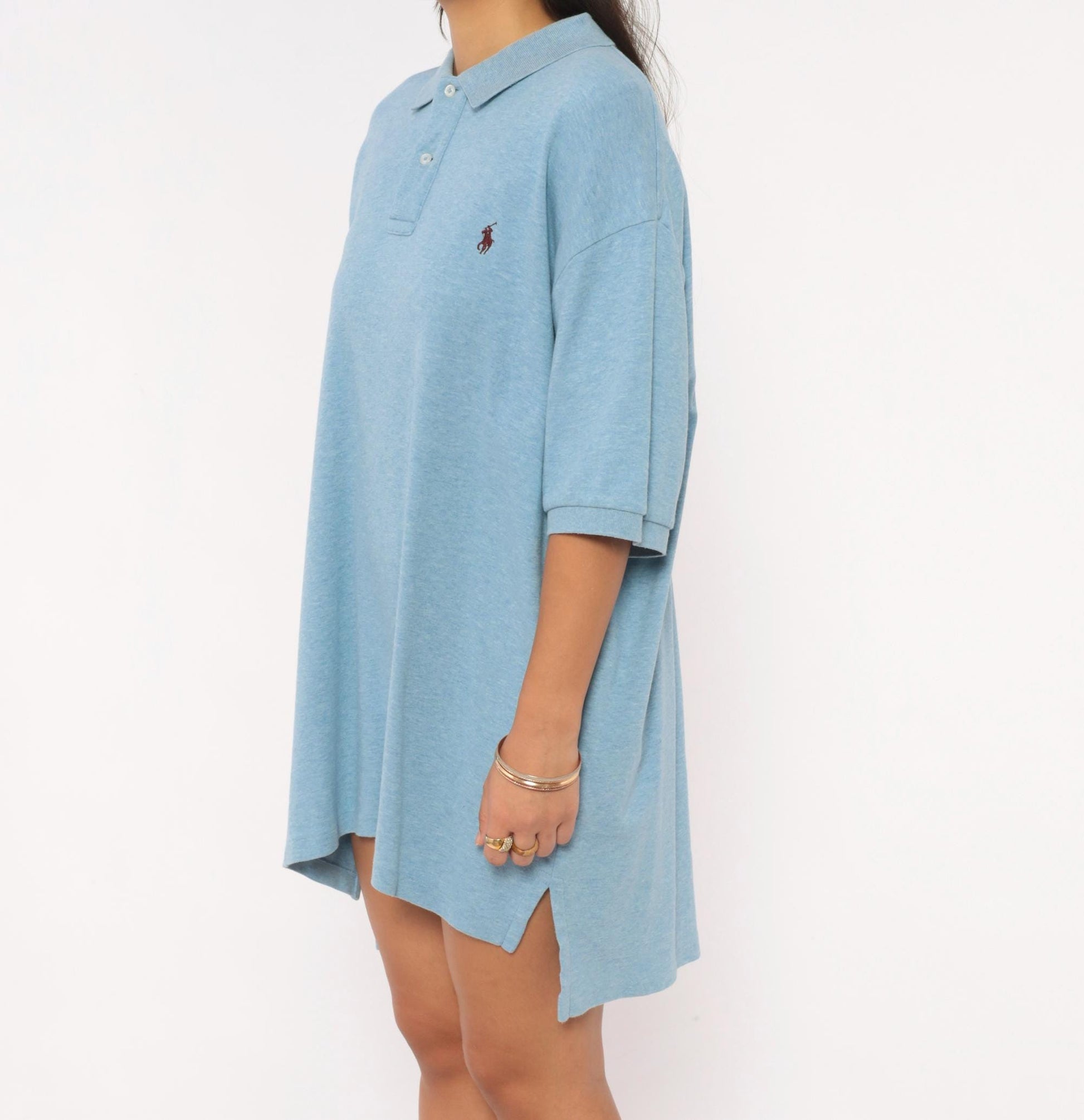 90s Polo by Ralph Lauren Light Blue Cotton Pique Polo Shirt Extra Large XL