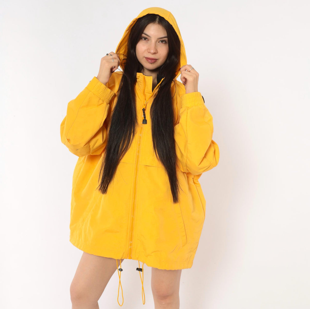 2000s Carhartt Yellow Hooded Windbreaker Jacket Storm Flap XXL
