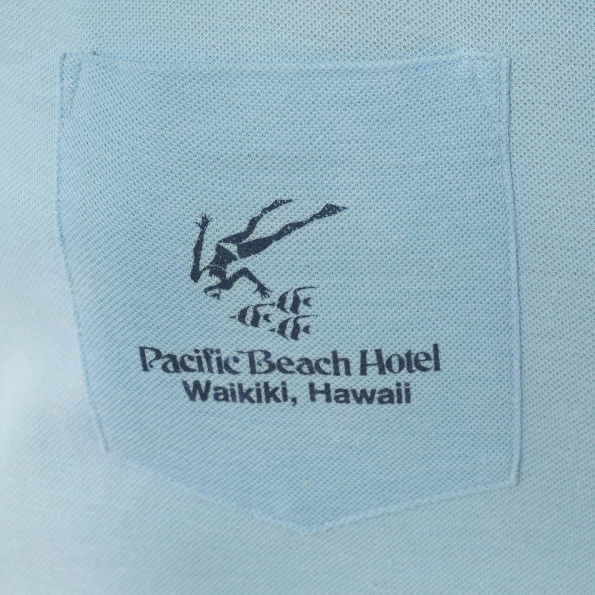 80s Waikiki Pacific Beach Hotel Polo Shirt Light Blue Cotton Medium