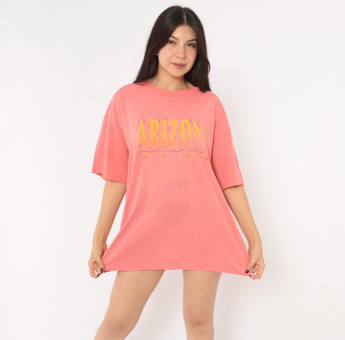 90s Arizona Souvenir Tee Coral Pink Sun Graphic Cotton Unisex Extra Large XL