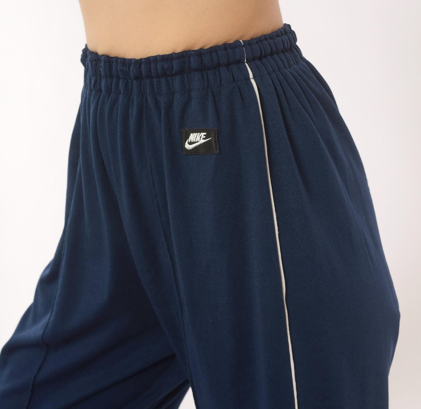 2000s Nike Navy Track Pants White Piping Straight Leg Extra Small XS
