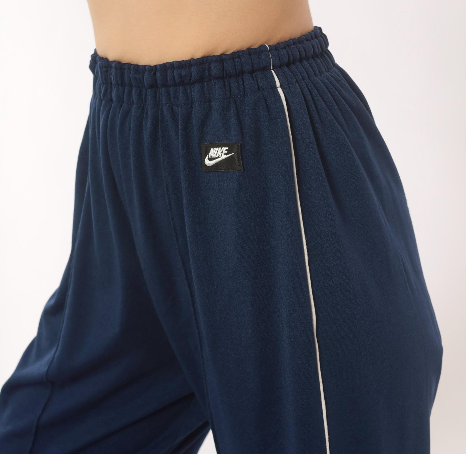 2000s Nike Navy Track Pants White Piping Straight Leg Extra Small XS