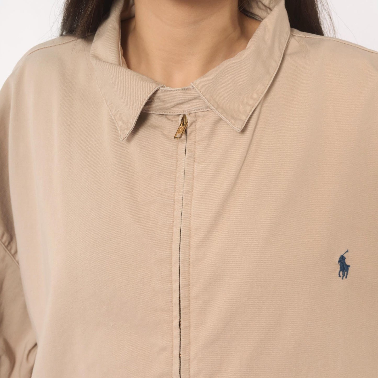 Ralph Lauren Harrington Jacket 90s Tan Cotton Zip Windbreaker XXL