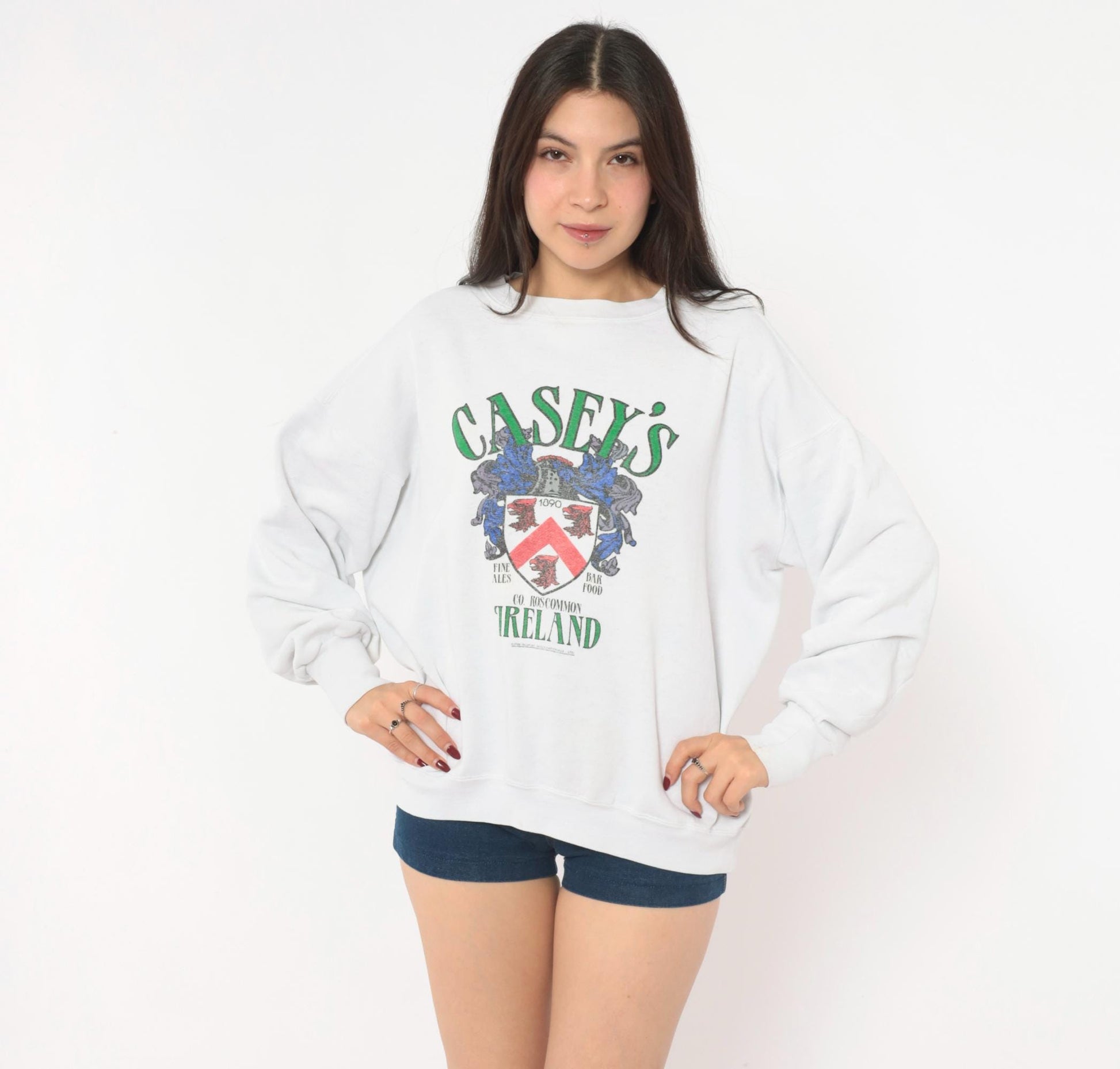 80s Healthknit Casey's Pub Ireland Crewneck Sweatshirt Green Crest Extra Large