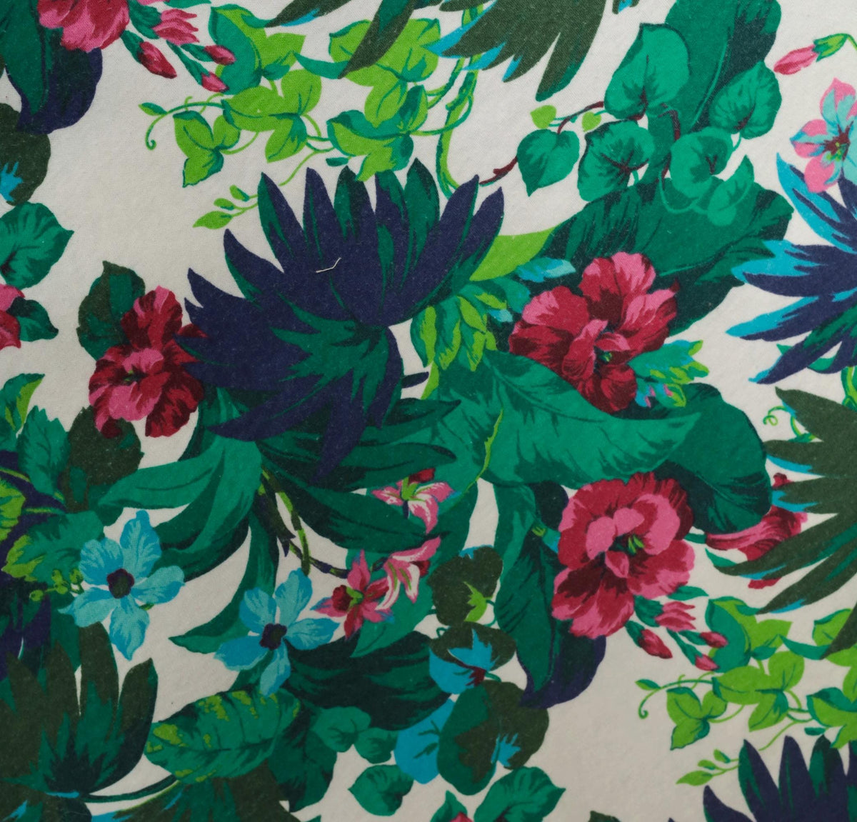 90s Dennis Goldsmith Tropical Floral Skirt Green Teal Pink Cotton Blend XS