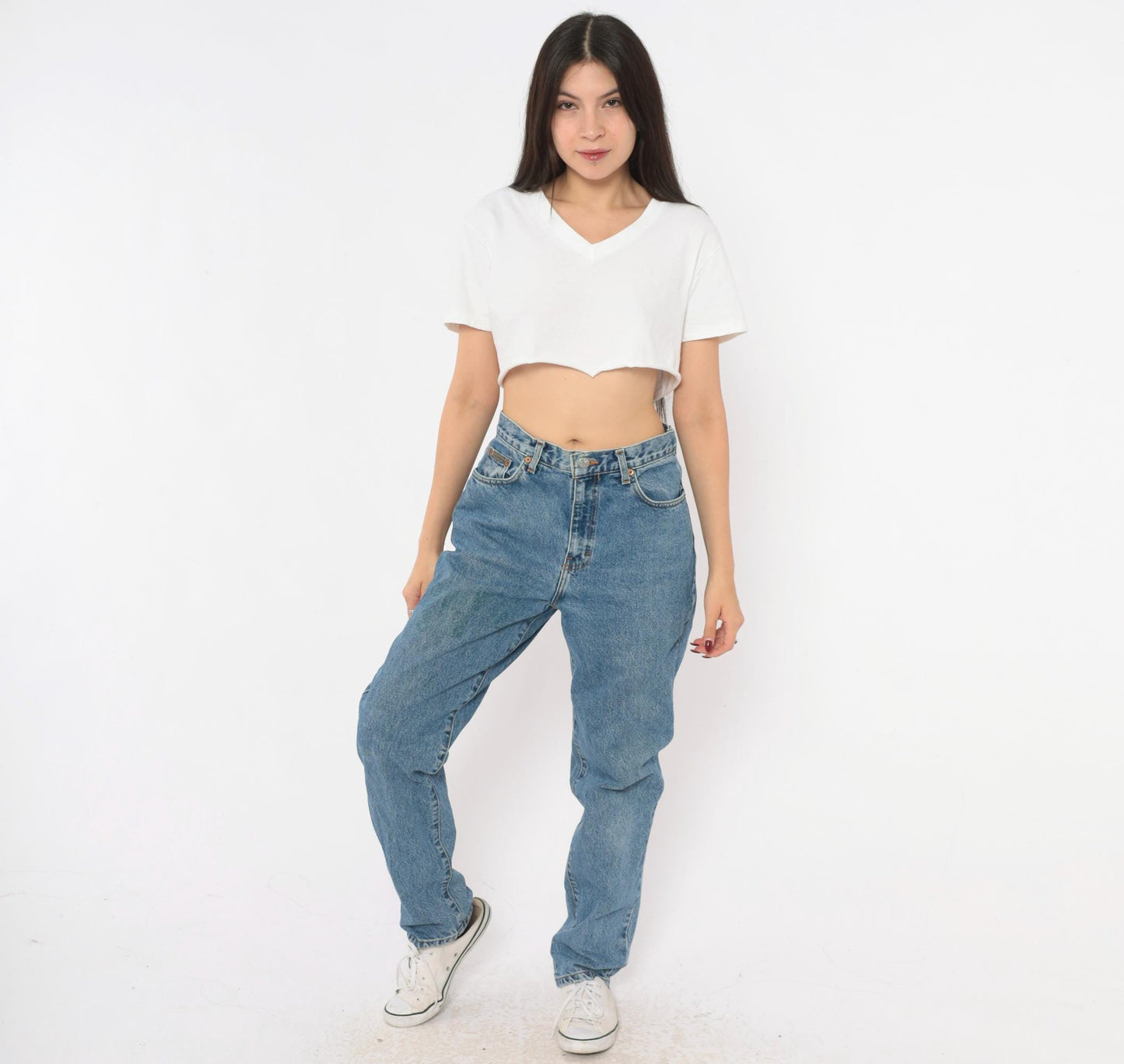 90s Calvin Klein High-Waist Straight Jeans Medium Wash Blue Small S