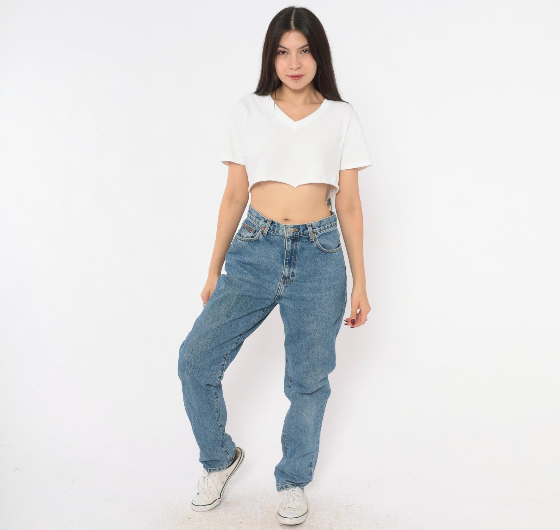 90s Calvin Klein High-Waist Straight Jeans Medium Wash Blue Small S