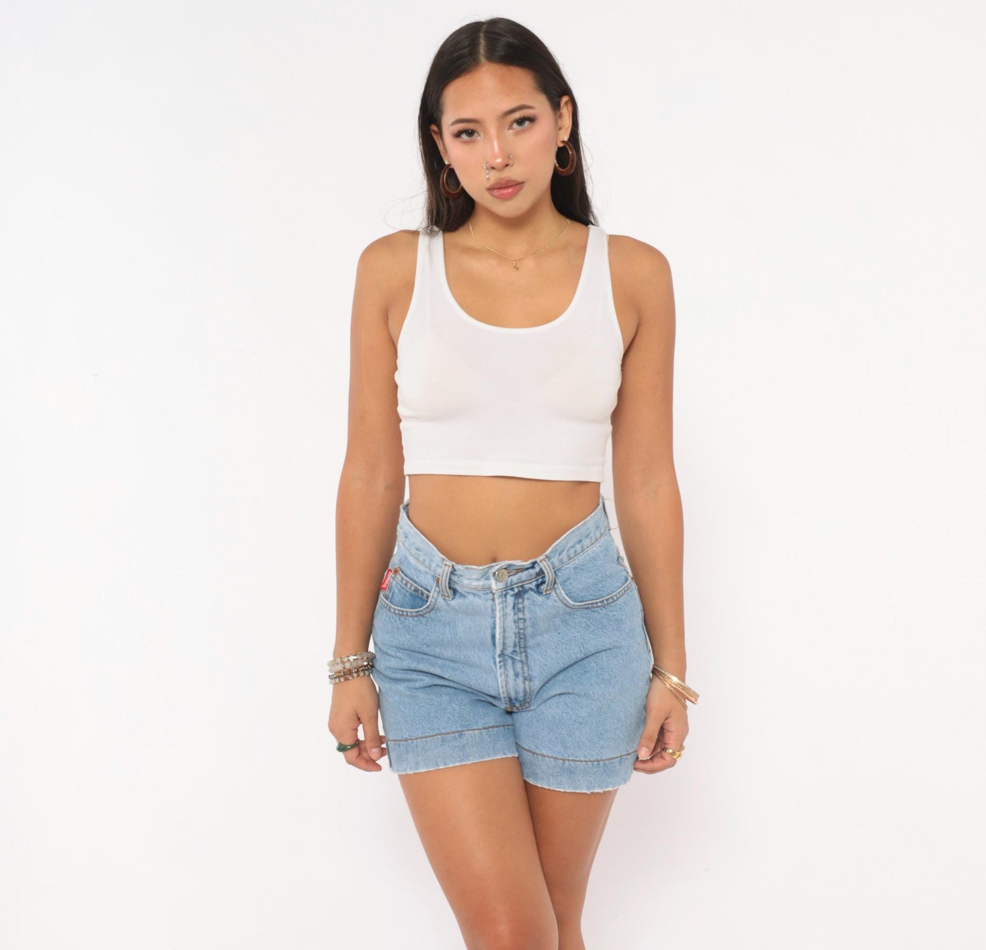 90s Bongo Blue Jeans Light Wash Cutoff Denim Shorts High Waisted Small 26