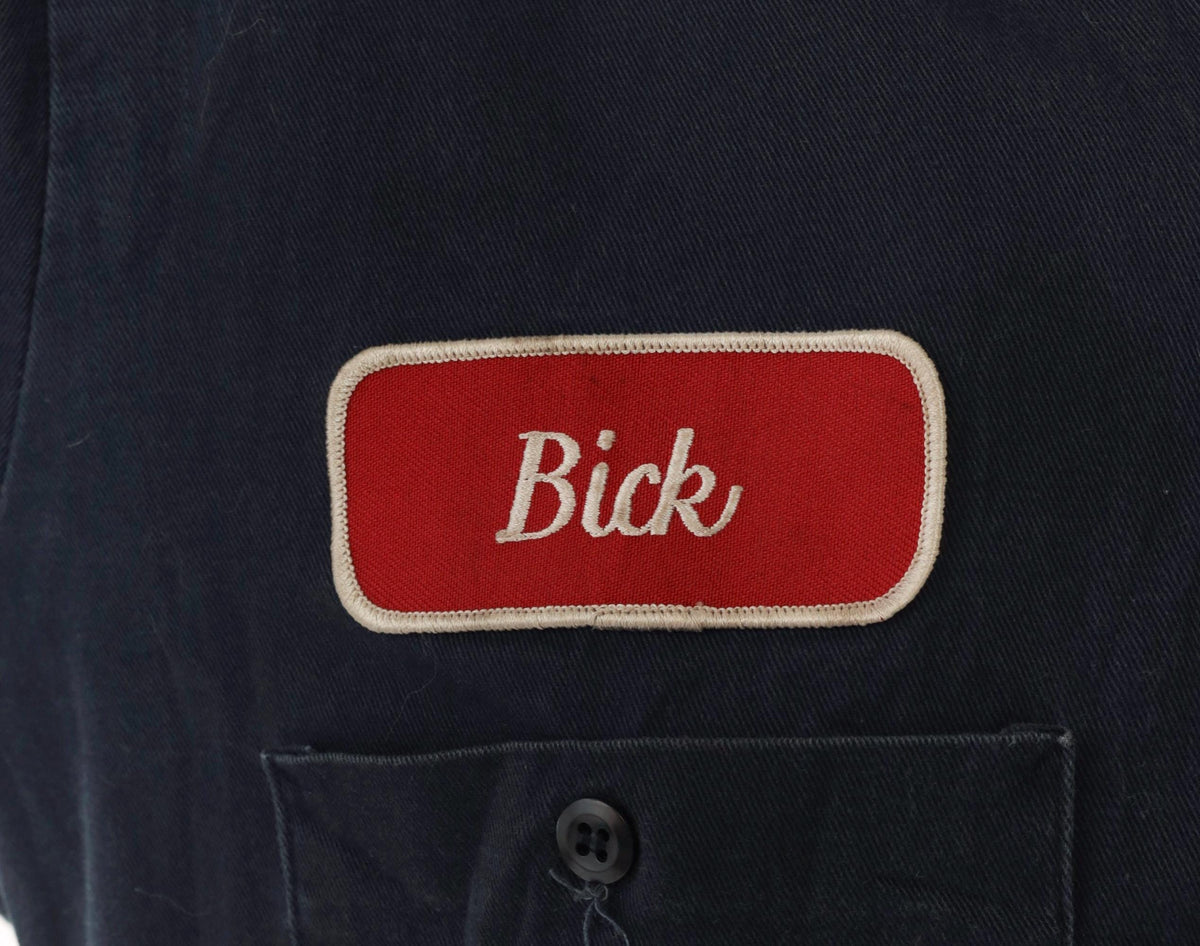 90s Cintas Navy Work Shirt Name Patch Button Front Medium