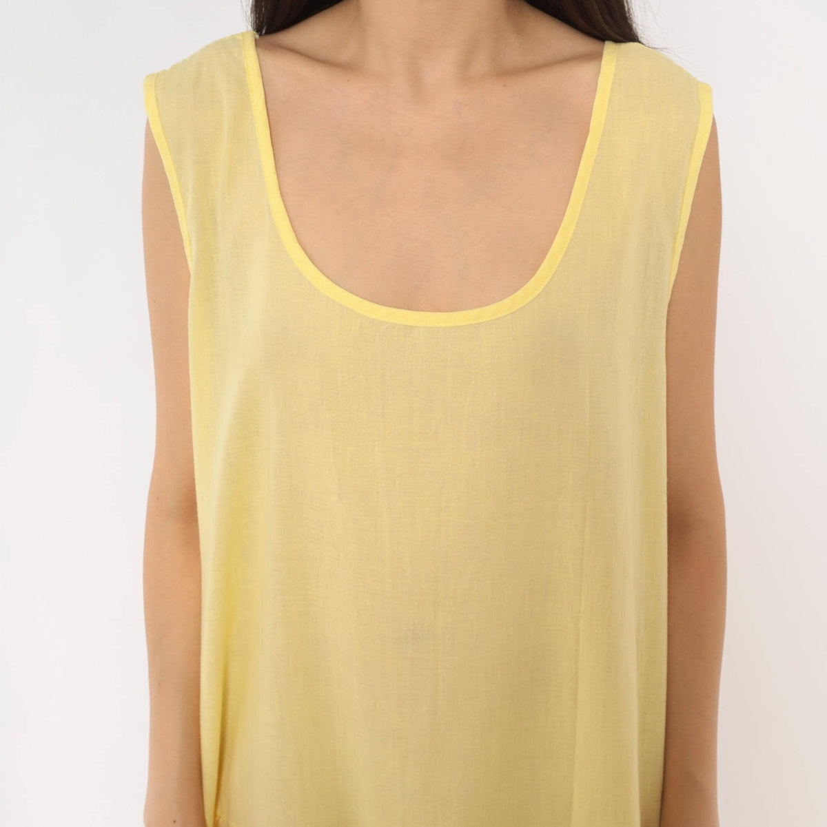 90s Butter Yellow Tiered Midi Sundress Anne Leslie Plus Scoop Neck XXL