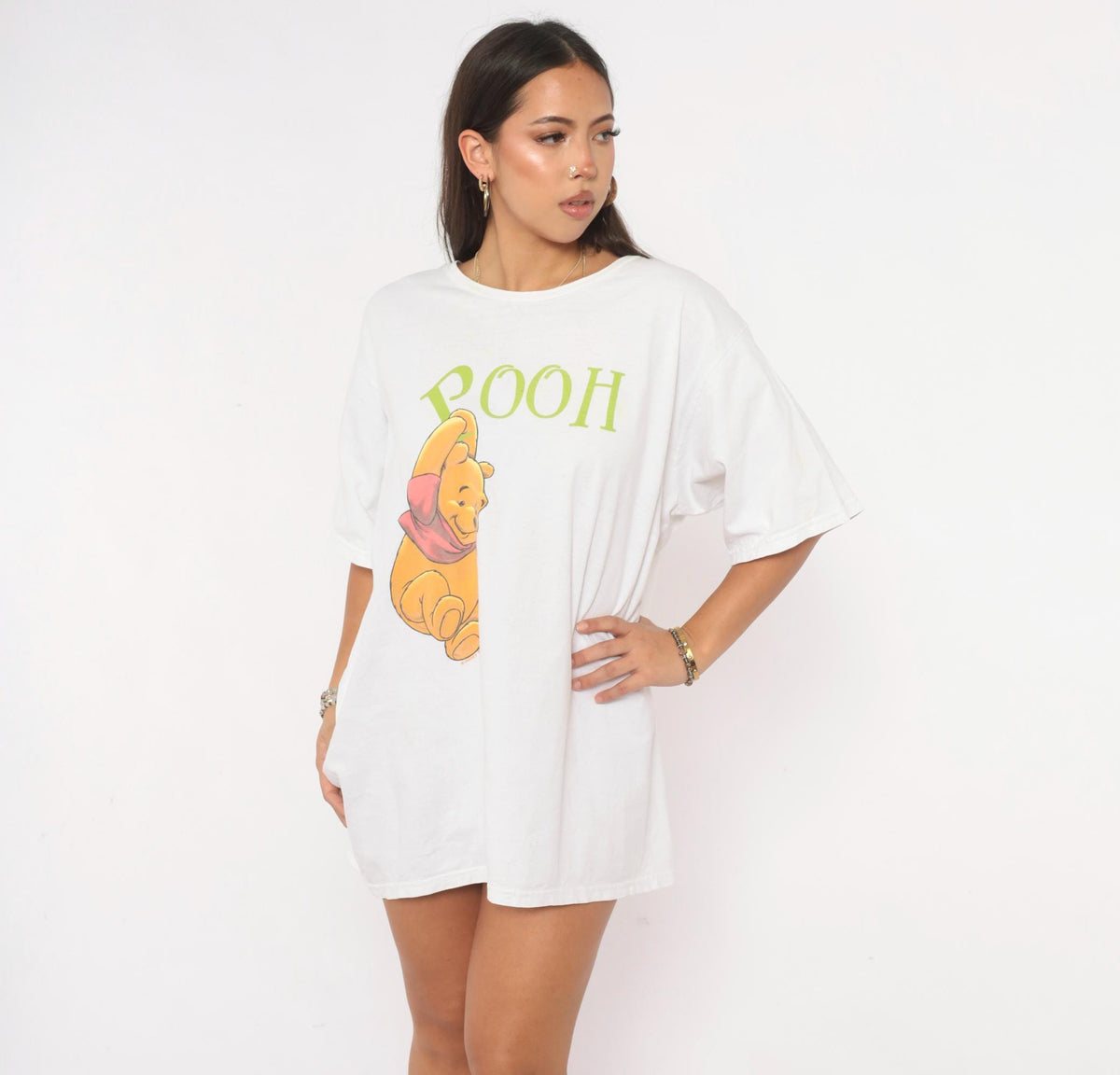 90s Winnie The Pooh Graphic Tee Disney White Cotton Tunic Extra Large XL