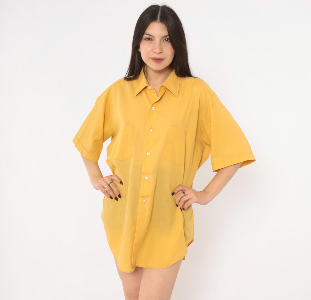70s Arrow Belmont Club Mustard Yellow Button Up Shirt Extra Large XL