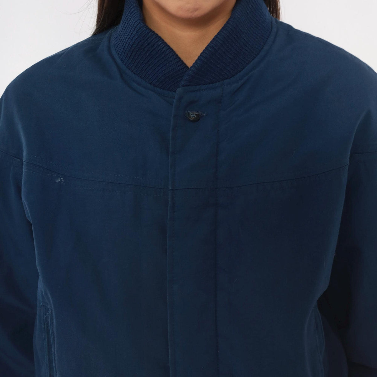 80s Baracuta Bomber Jacket Navy Blue Tartan Lining Medium