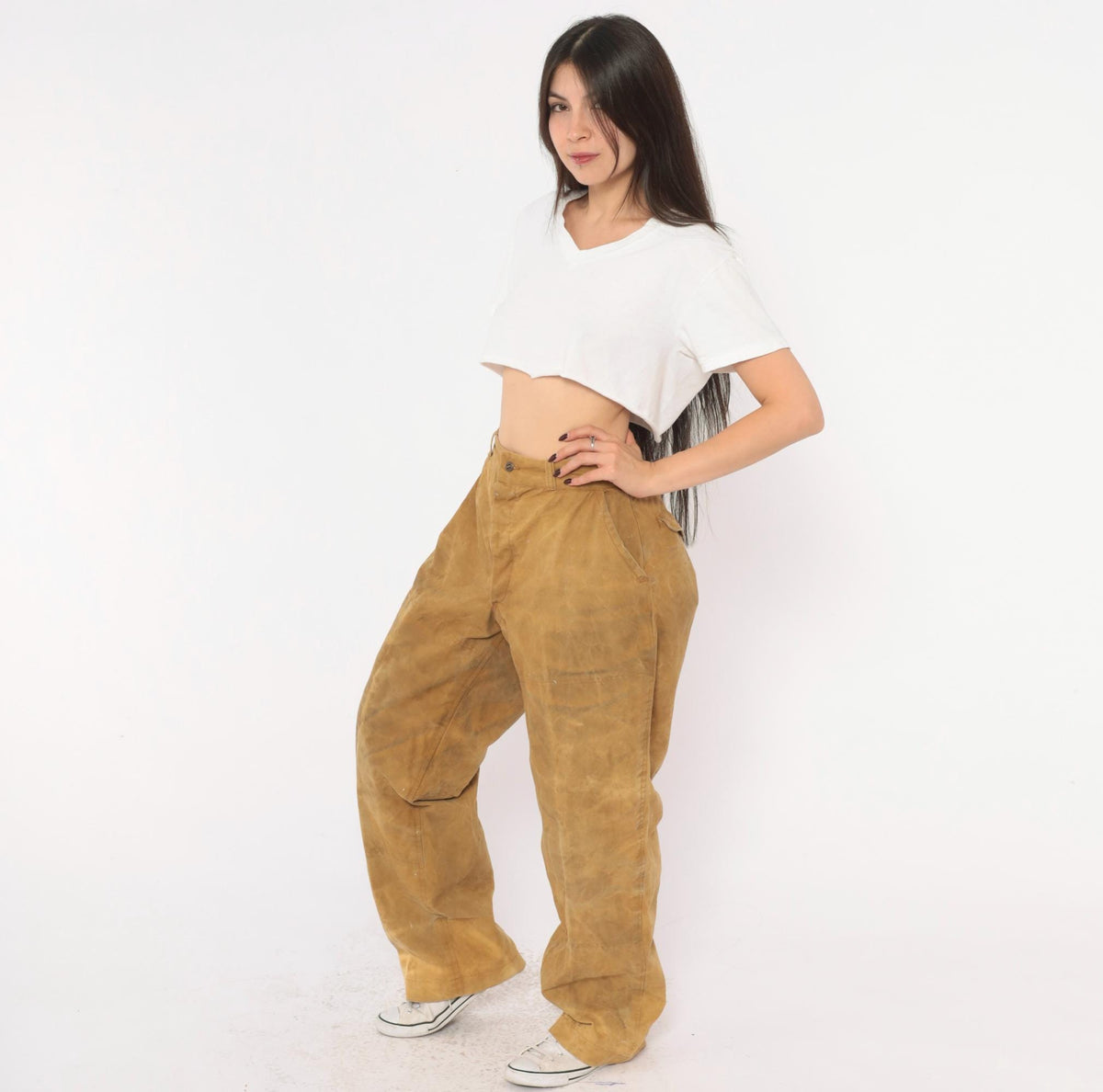 1920s Drybak Hunting Trousers Mustard Cotton High Waist Straight Leg Medium