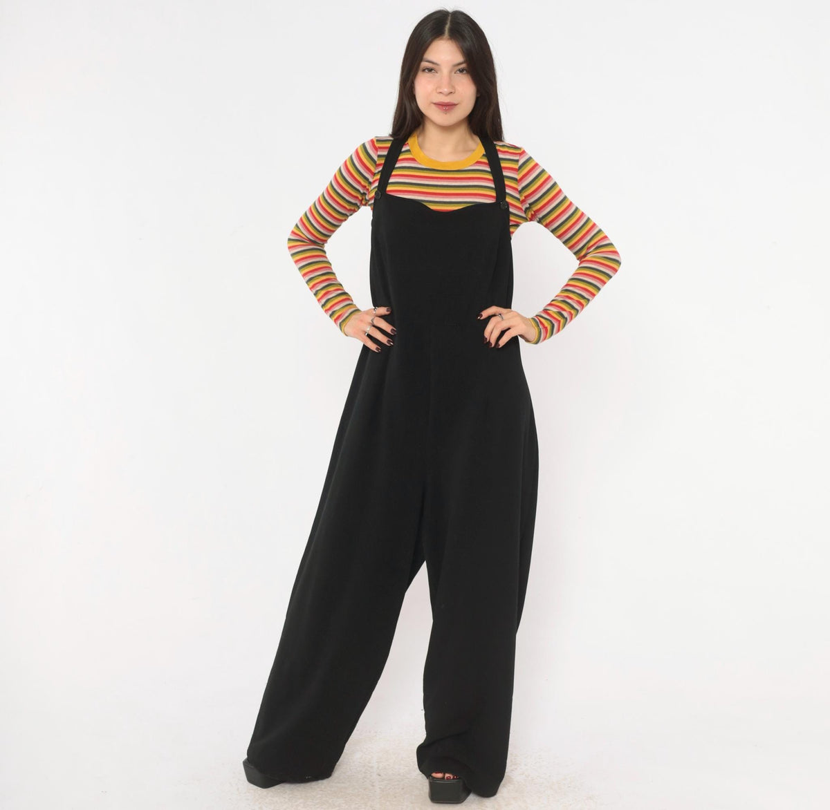 90s Visual FX Black Wide Leg Jumpsuit Plus Size XXL