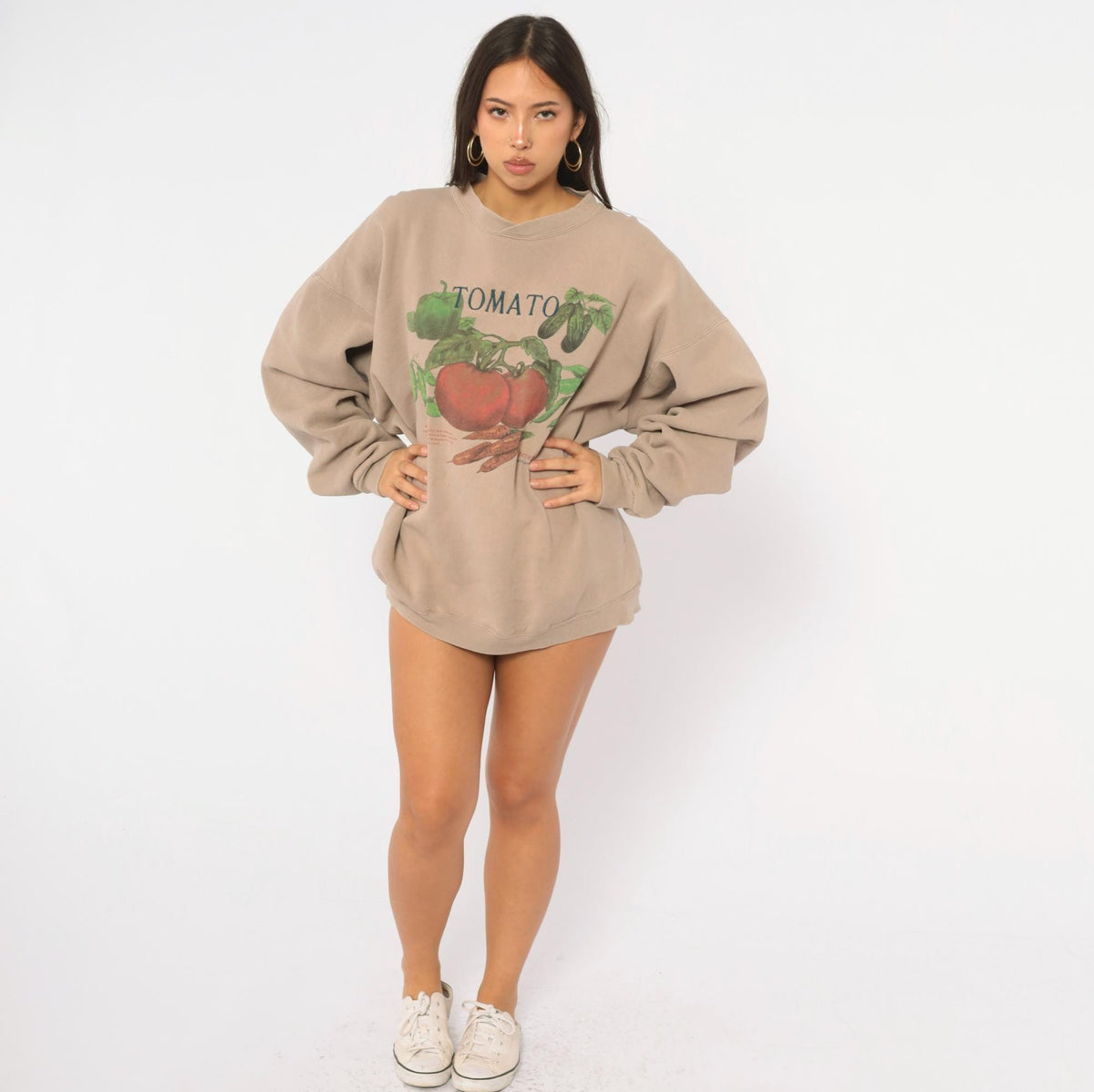 90s 5 Seasons Tomato Garden Vegetable Graphic Sweatshirt Tan Crewneck Large