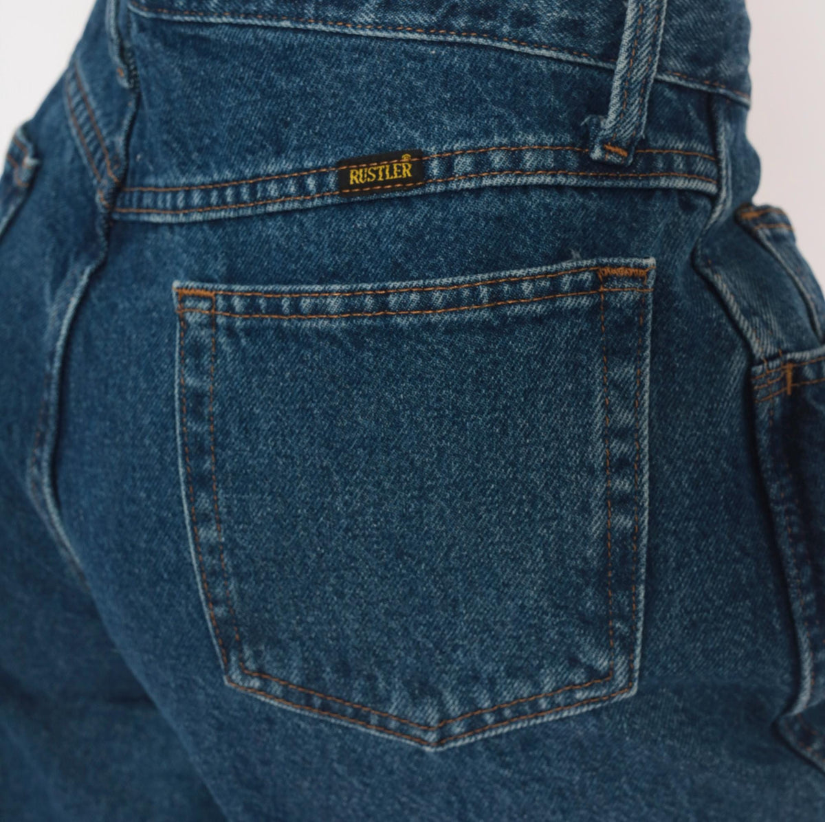 Y2K Rustler Distressed Denim Cutoff Shorts Blue High Rise Medium