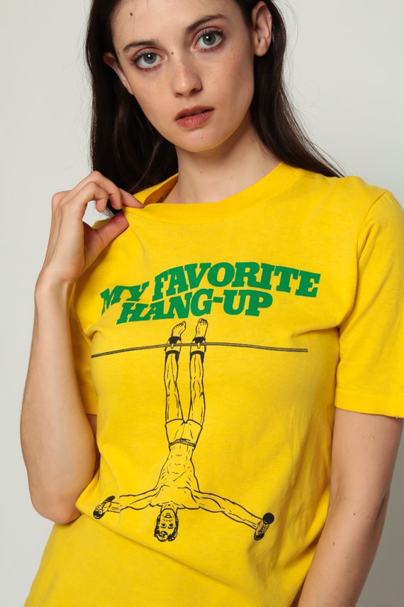 80s Gravity Boots Graphic T-Shirt Yellow Burnout Tee Small