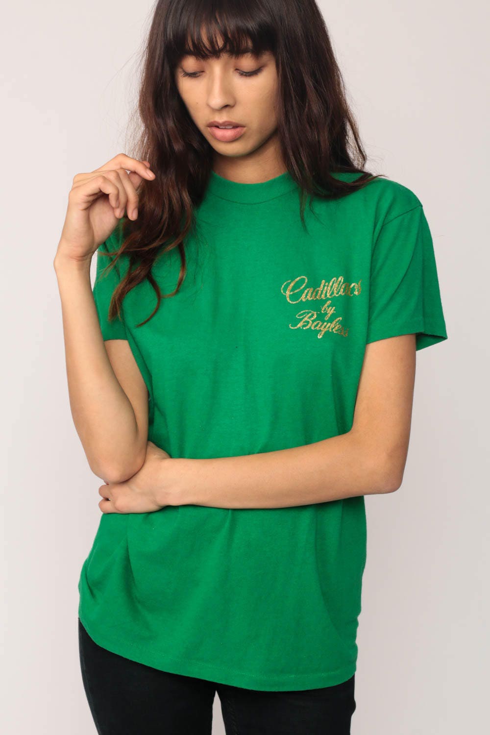 80s Cadillacs by Bayless Graphic T-Shirt Green Classic Cars Small