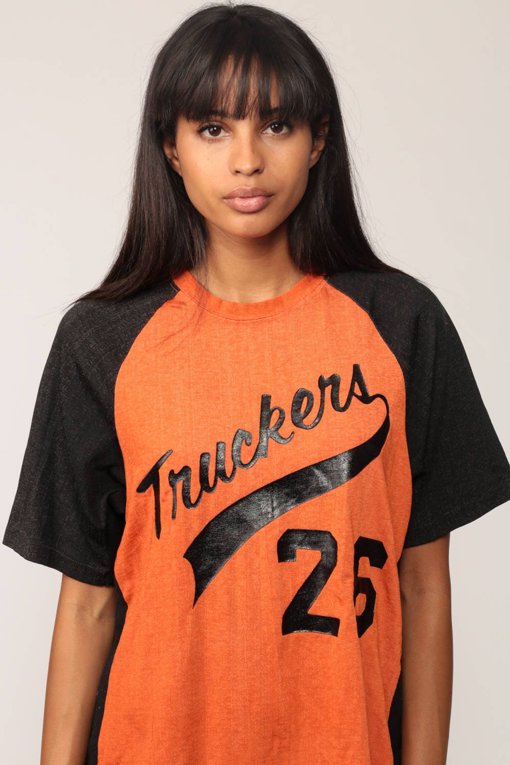 80s Truckers Number 26 Football Jersey Raglan Orange Unisex Small