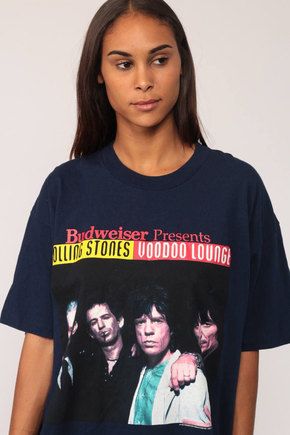Rolling Stones Voodoo Lounge 1994 Tour Band Tee Navy Cotton Extra Large