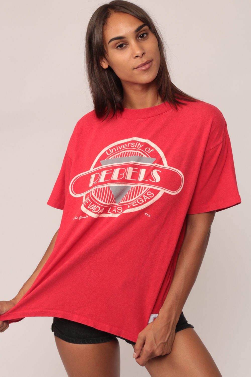80s University of Nevada Las Vegas Rebels Graphic T-Shirt Red Large
