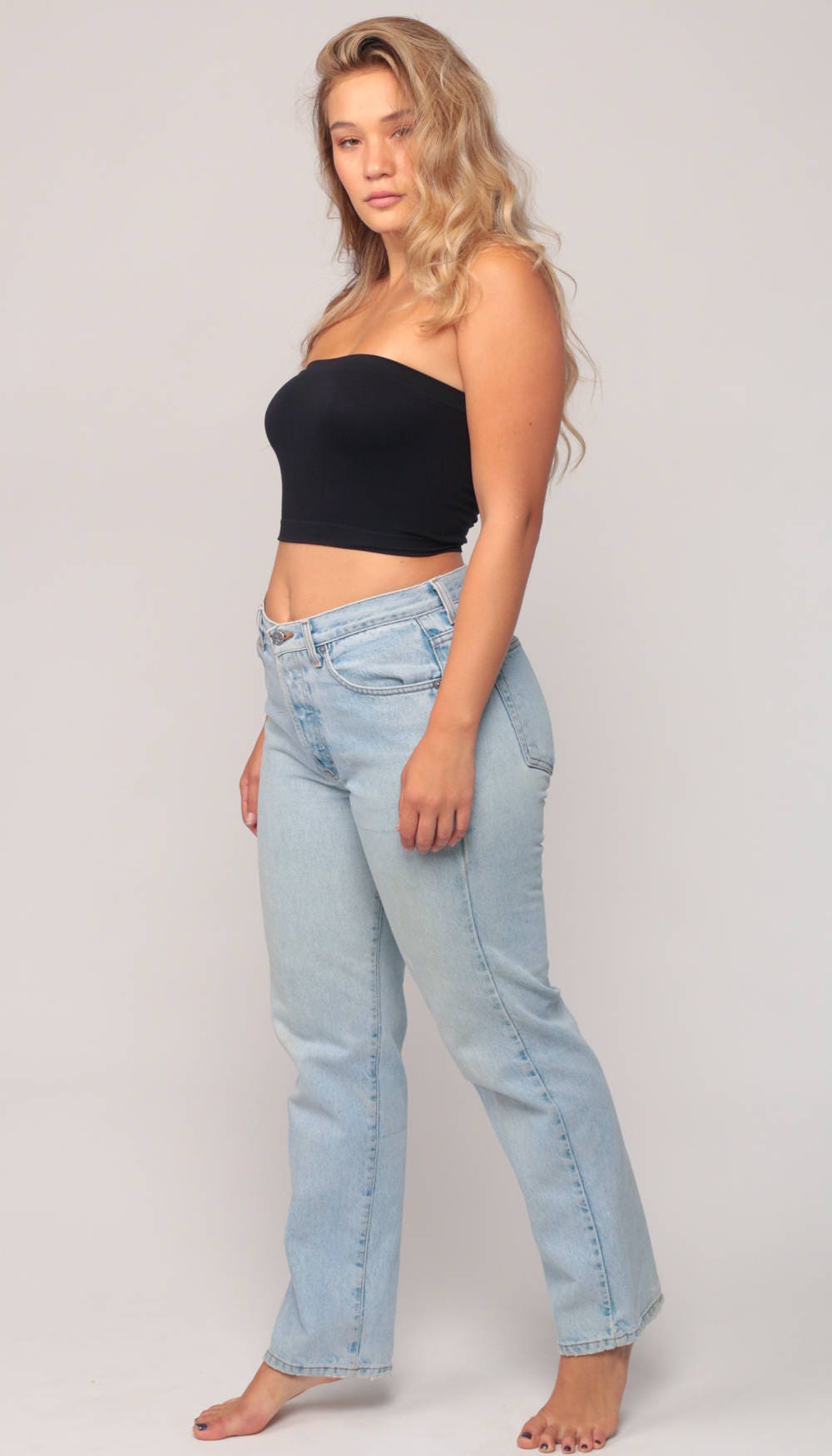 Calvin Klein 90s High Waisted Mom Jeans Distressed Blue Denim Medium Large