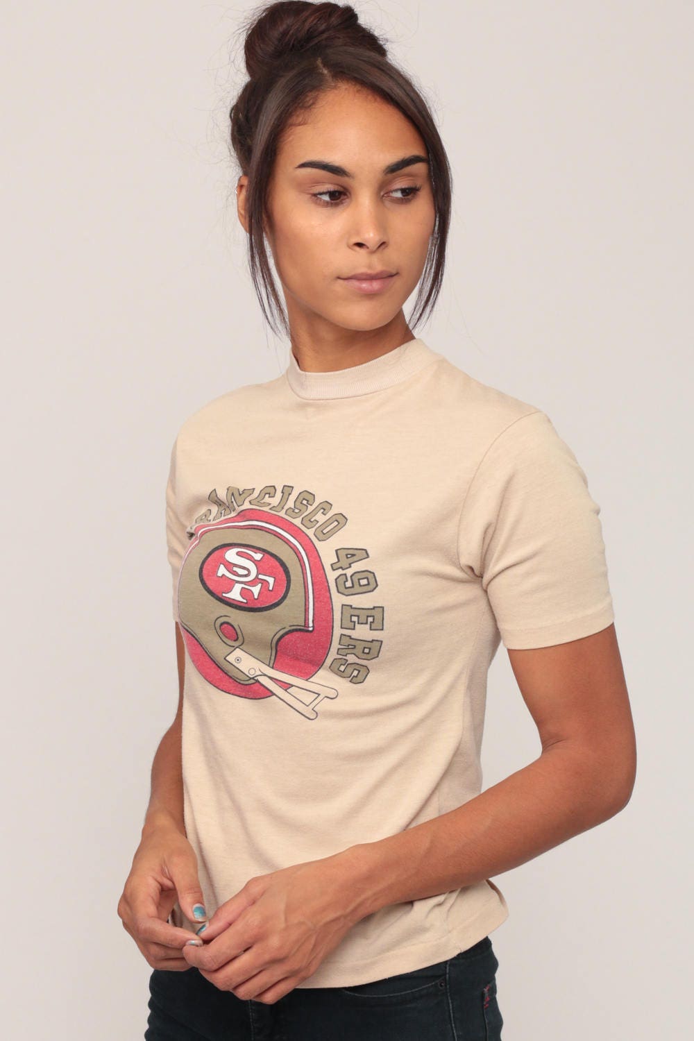 80s San Francisco 49ers Football Graphic T-Shirt Cotton Tee Extra Small