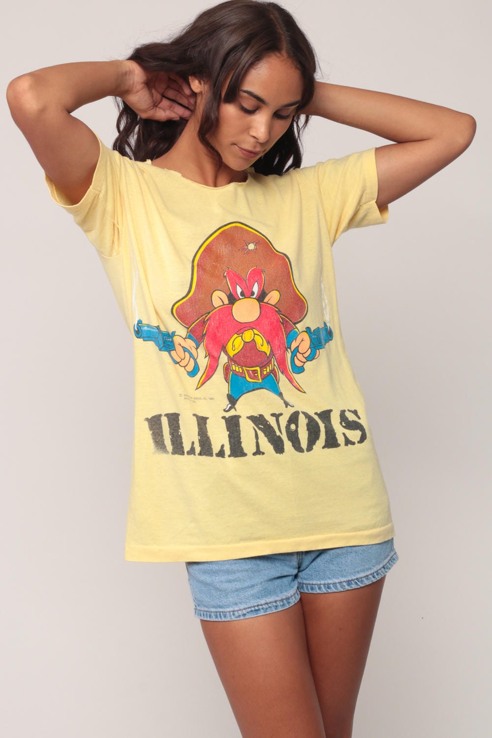 80s Yosemite Sam Looney Tunes Graphic Tee Yellow Cutoff Medium
