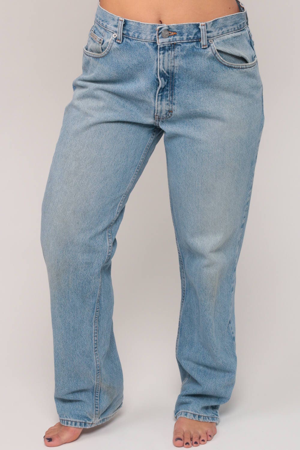 90s Calvin Klein High Waist Mom Jeans Faded Blue Denim Large