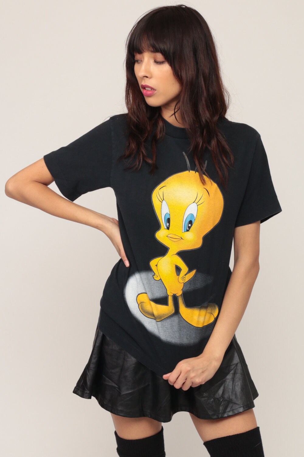 90s Tweety Bird Looney Tunes Warner Bros Graphic T-Shirt Black Small