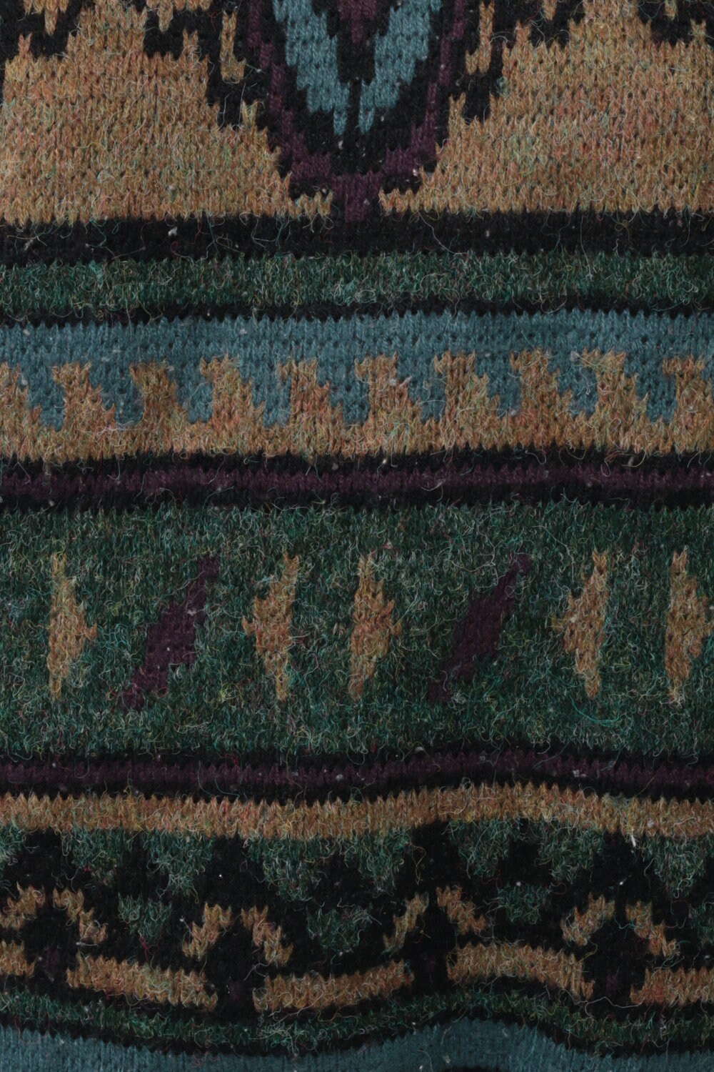 80s Wool Blend Striped Geometric Knit Sweater Green Pullover Extra Large