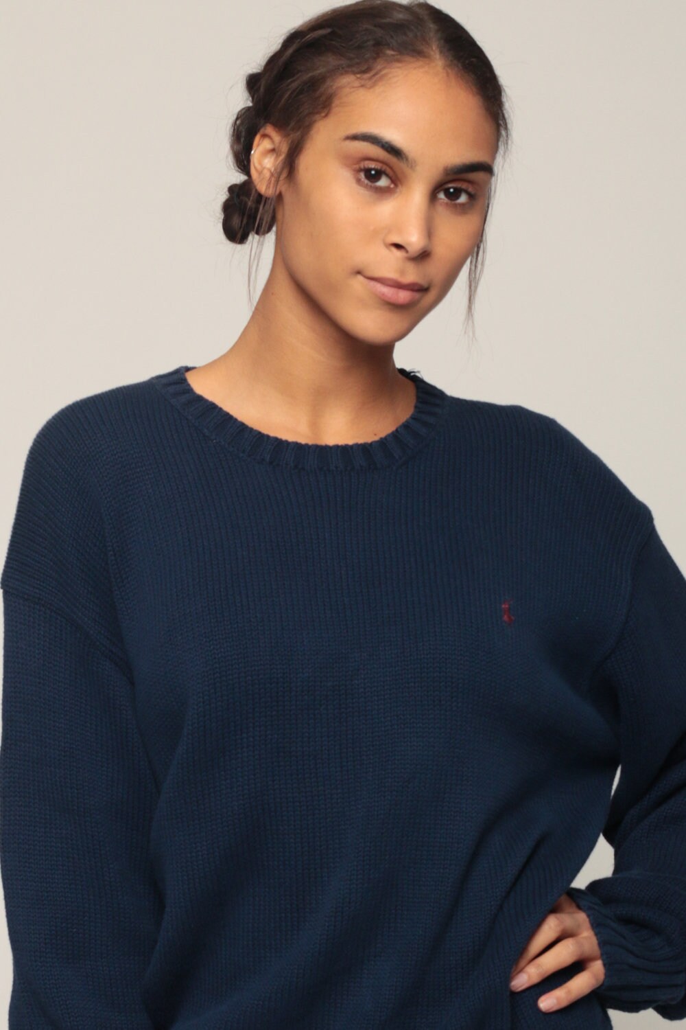 Ralph Lauren Polo Sport Cotton Knit Sweater Navy Blue Extra Large