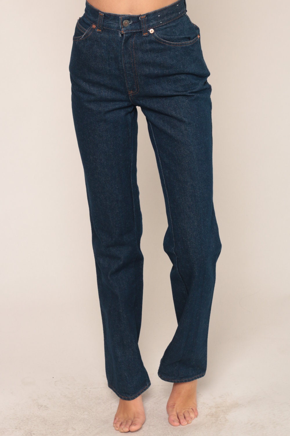 70s Levis Bell Bottom Jeans Dark Blue High Waist Denim Flared Extra Small