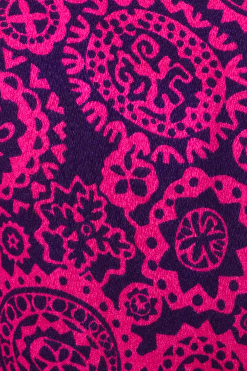70s Crop Top Puff Sleeve Blouse Floral Print Deep V Neckline Hot Pink Medium