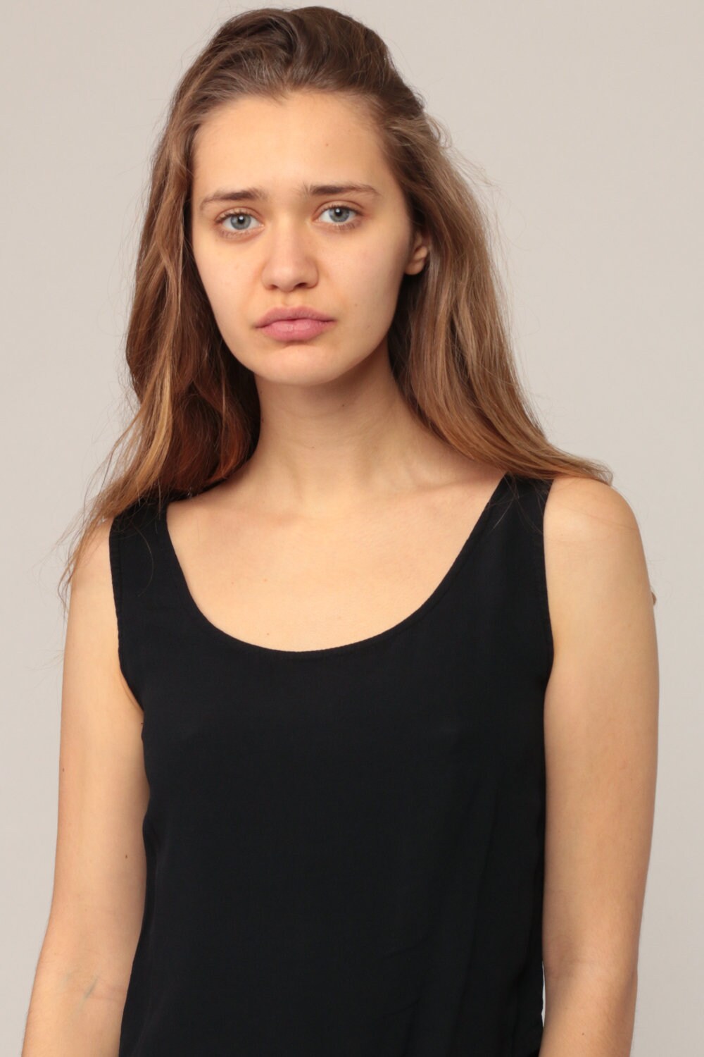 90s Black Rayon Tank Top Sleeveless Shirt Extra Small
