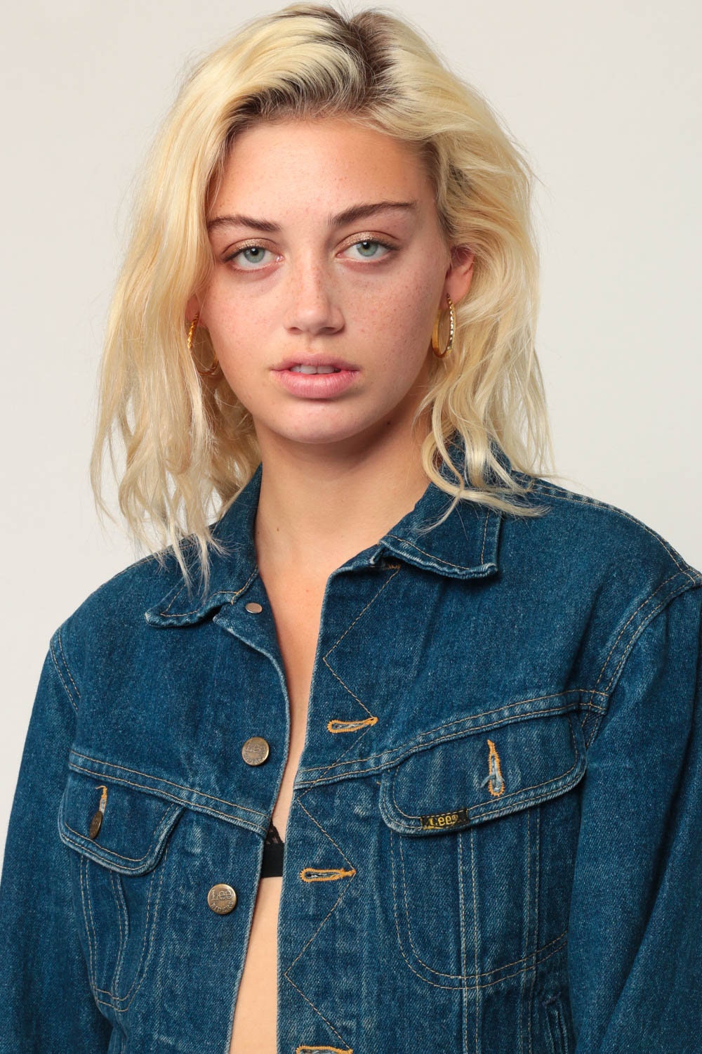 80s Lee Denim Jacket Hand Painted Horse Blue Stone Wash Small