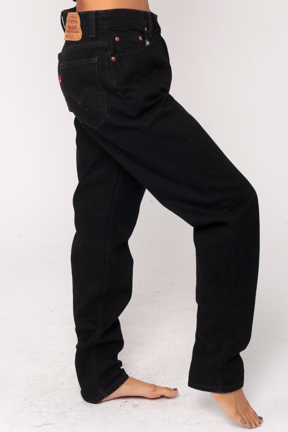 80s Levi's 521 Black Denim High-Waist Mom Jeans Medium 10