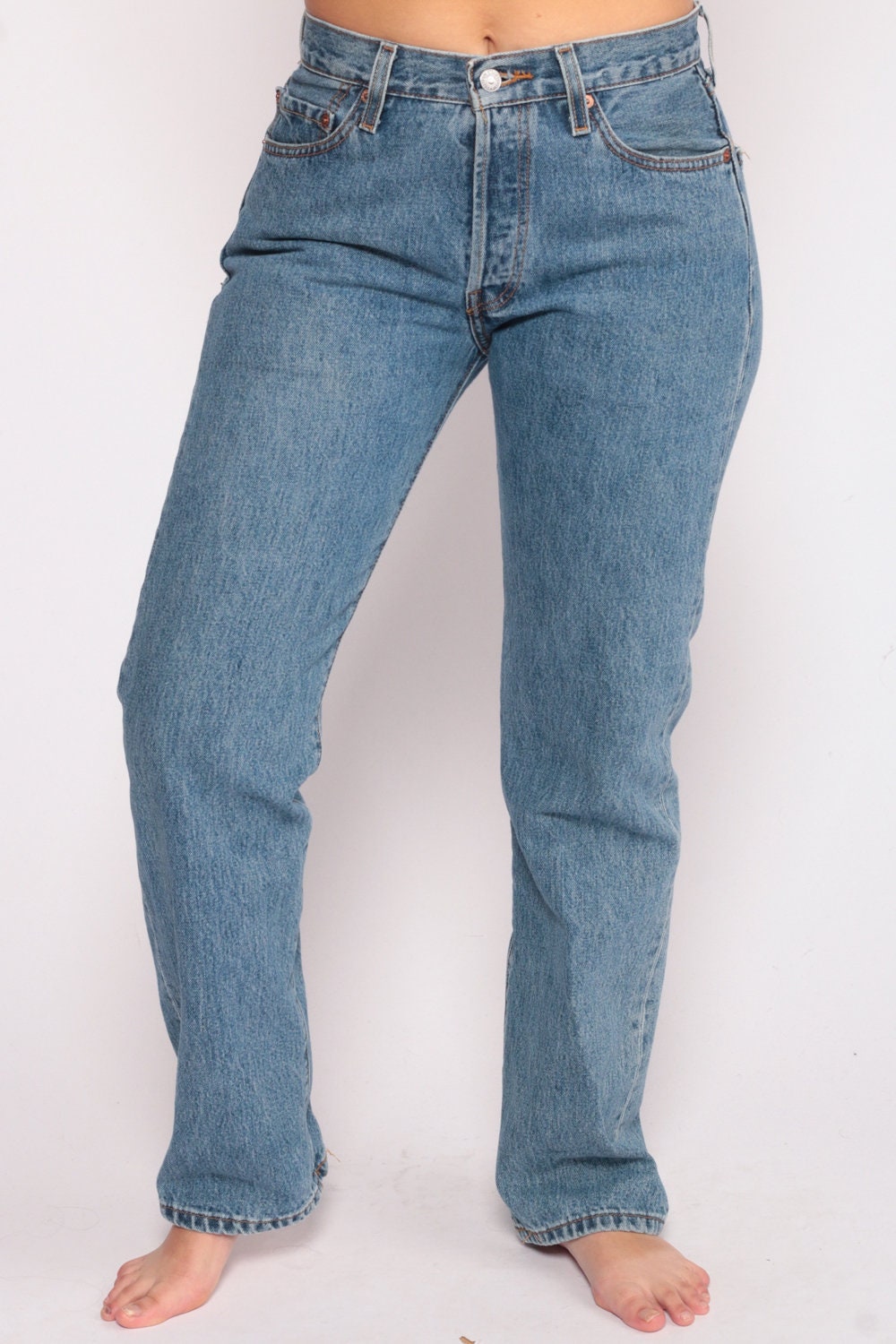 80s Levi's 501 High Waist Blue Denim Jeans Button Fly Medium