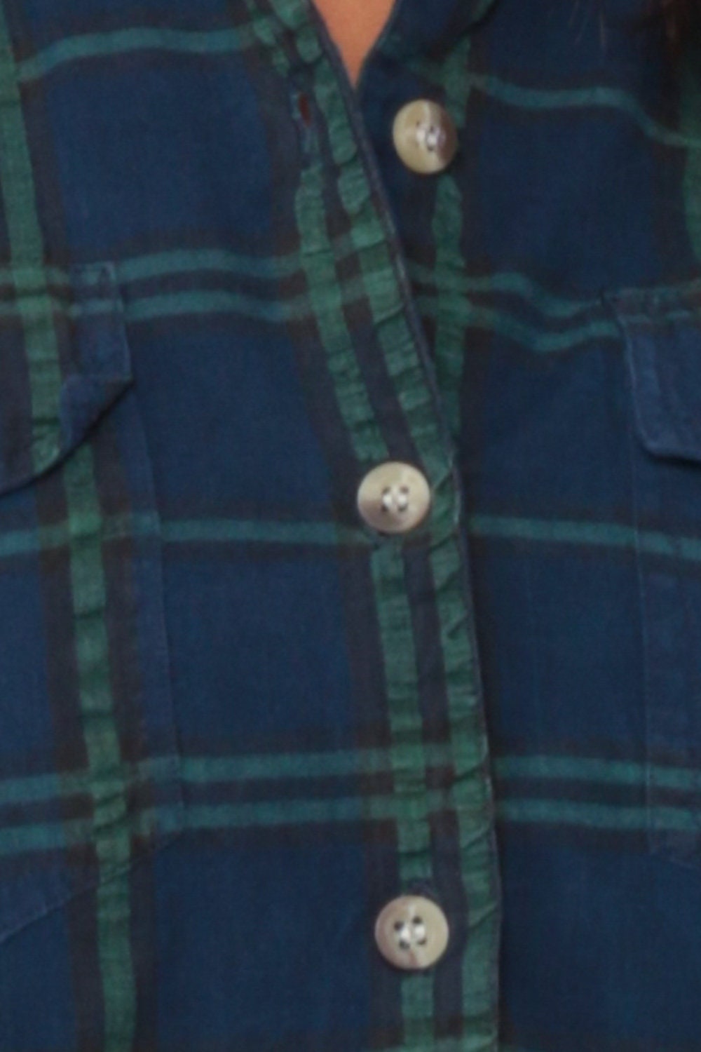 90s Blue Plaid Flannel Sleeveless Shirt Keyhole Backless Button Up Large