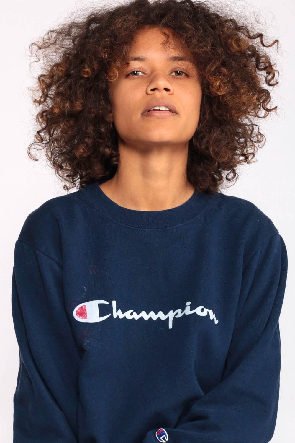 90s Champion Navy Crewneck Sweatshirt Pullover Small
