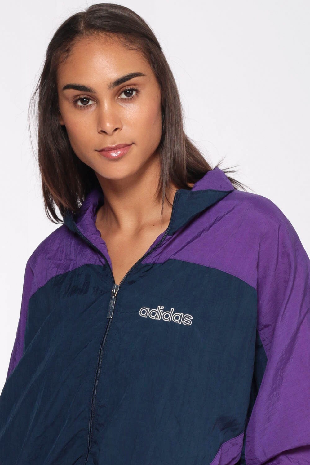 90s Adidas Windbreaker Jacket Blue Purple Colourblock Track Large
