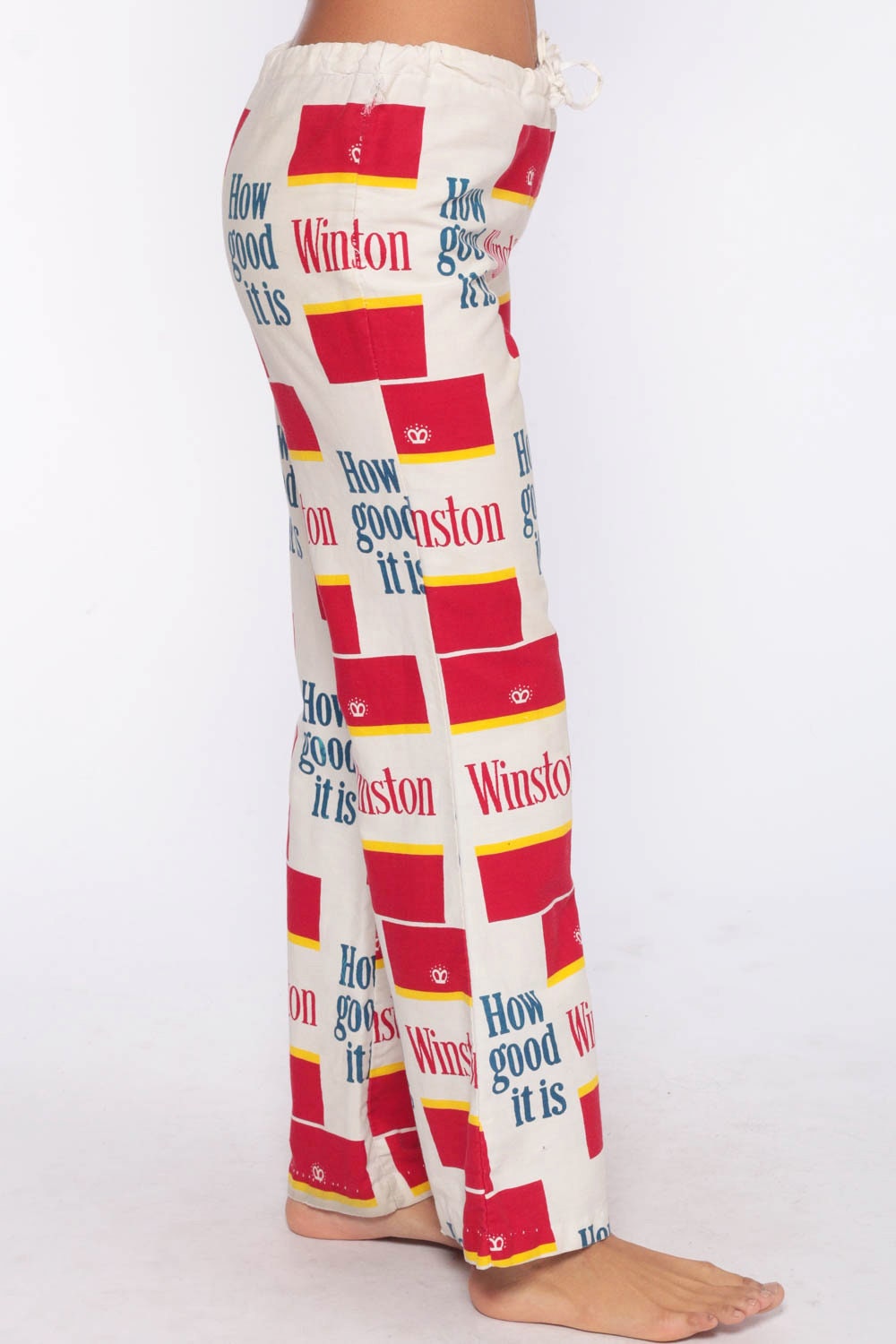 70s Winston Cigarettes Bell Bottom Pants High Waisted Drawstring Small S