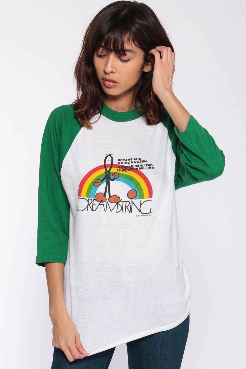 70s Dreamstring Rainbow Graphic T-Shirt Long Sleeve Raglan Small